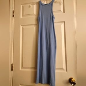 Zara long blue dress /body contour sleeveless cotton size S stretchy never worn